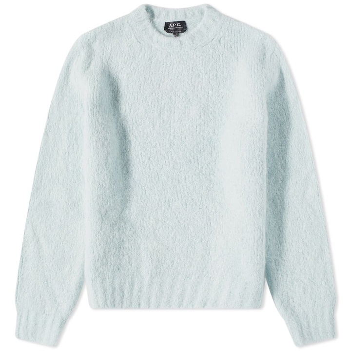 Photo: A.P.C. Men's Lucci Aplaca Crew Knit in Pale Green