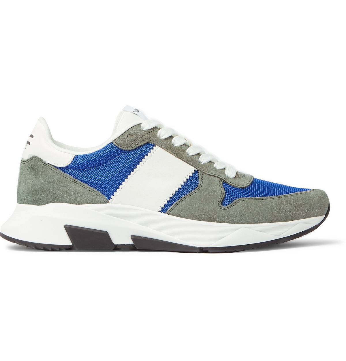 TOM FORD - Jagga Leather-Trimmed Suede and Mesh Sneakers - Gray TOM FORD