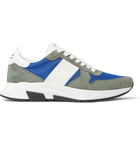 TOM FORD - Jagga Leather-Trimmed Suede and Mesh Sneakers - Gray