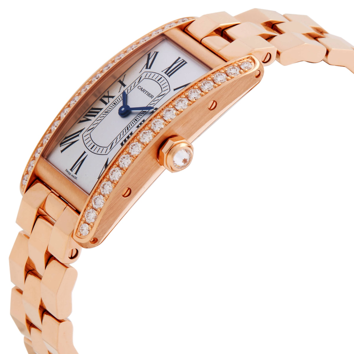 Cartier Tank Americaine Diamond Silver Dial Ladies Watch WJTA0056
