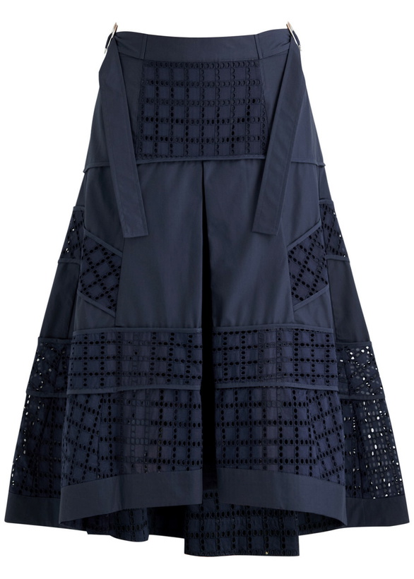 Photo: 3.1 Phillip Lim Eyelet-embroidered Cotton-poplin Midi Skirt Navy