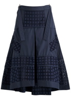 3.1 Phillip Lim Eyelet-embroidered Cotton-poplin Midi Skirt Navy