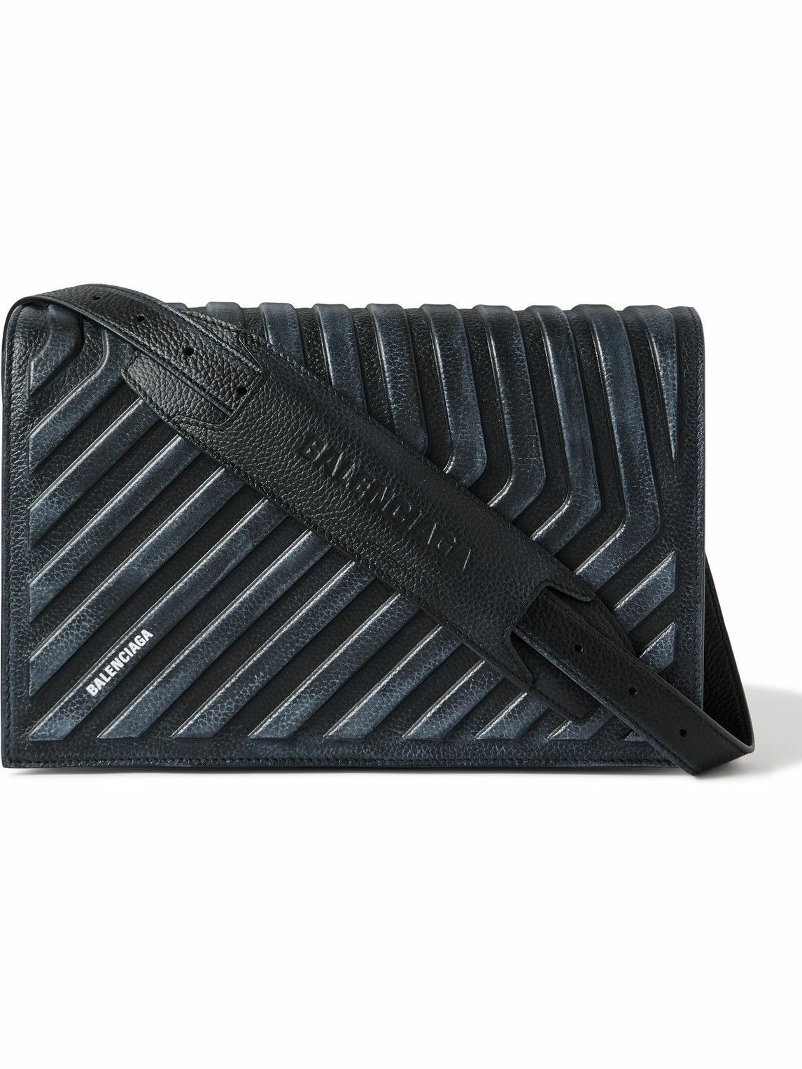 Photo: Balenciaga - Distressed Full-Grain Leather Messenger Bag