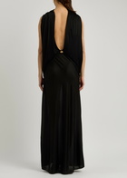 Loewe Pebble Draped Satin-jersey Maxi Dress Black