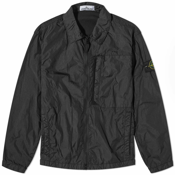 Photo: Stone Island Men's Crinkle Reps Zip Overshirt in Black