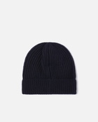 Pinko Ribbed Wool Hat With Logo Dark Navy Blue