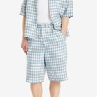 Nahmias Men's Plaid Pleated Shorts in Steel Blue Plaid