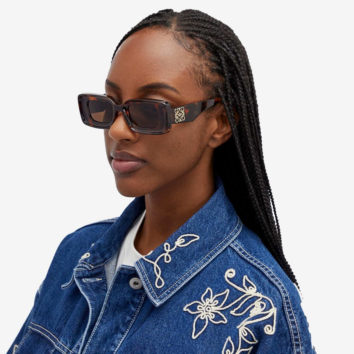 Loewe Rectangular Sunglasses in Havana Loewe Eyewear Slim Rectangular Sunglasses in Havana Loewe main image 3