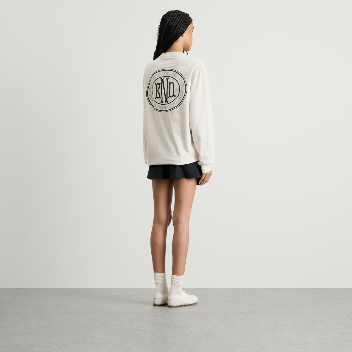 END. Leisure Long Sleeve T-Shirt in Smoke White