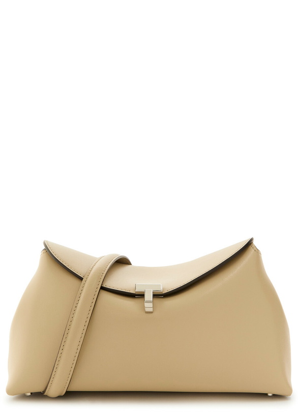Photo: Toteme T-lock Leather Clutch - Cream - One Size