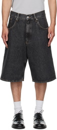 Sunflower Black Super Wide Denim Shorts