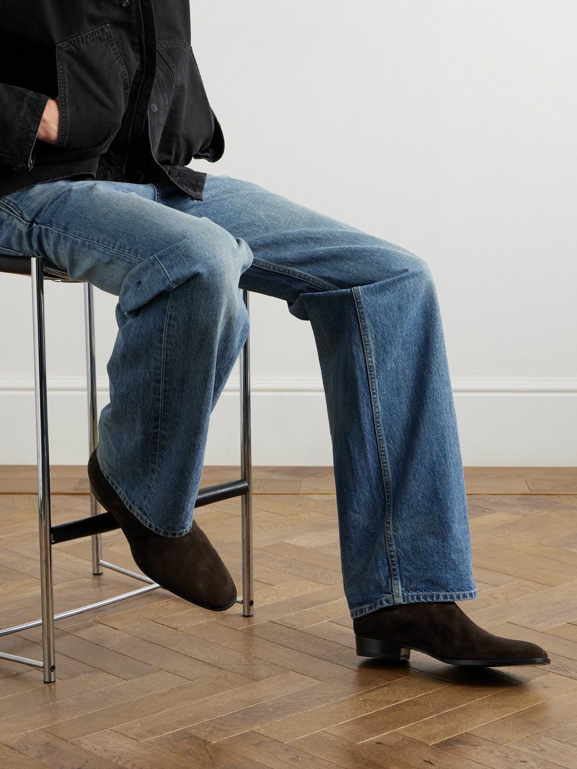 SAINT LAURENT - Wyatt Suede Chelsea Boots - Brown