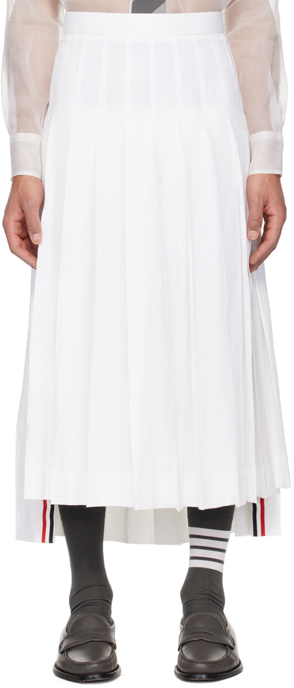 Photo: Thom Browne White Pleated Midi Skirt