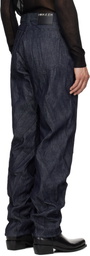 Mugler Blue Spiral Baggy Jeans