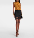 Saint Laurent Silk-trimmed lace bodysuit