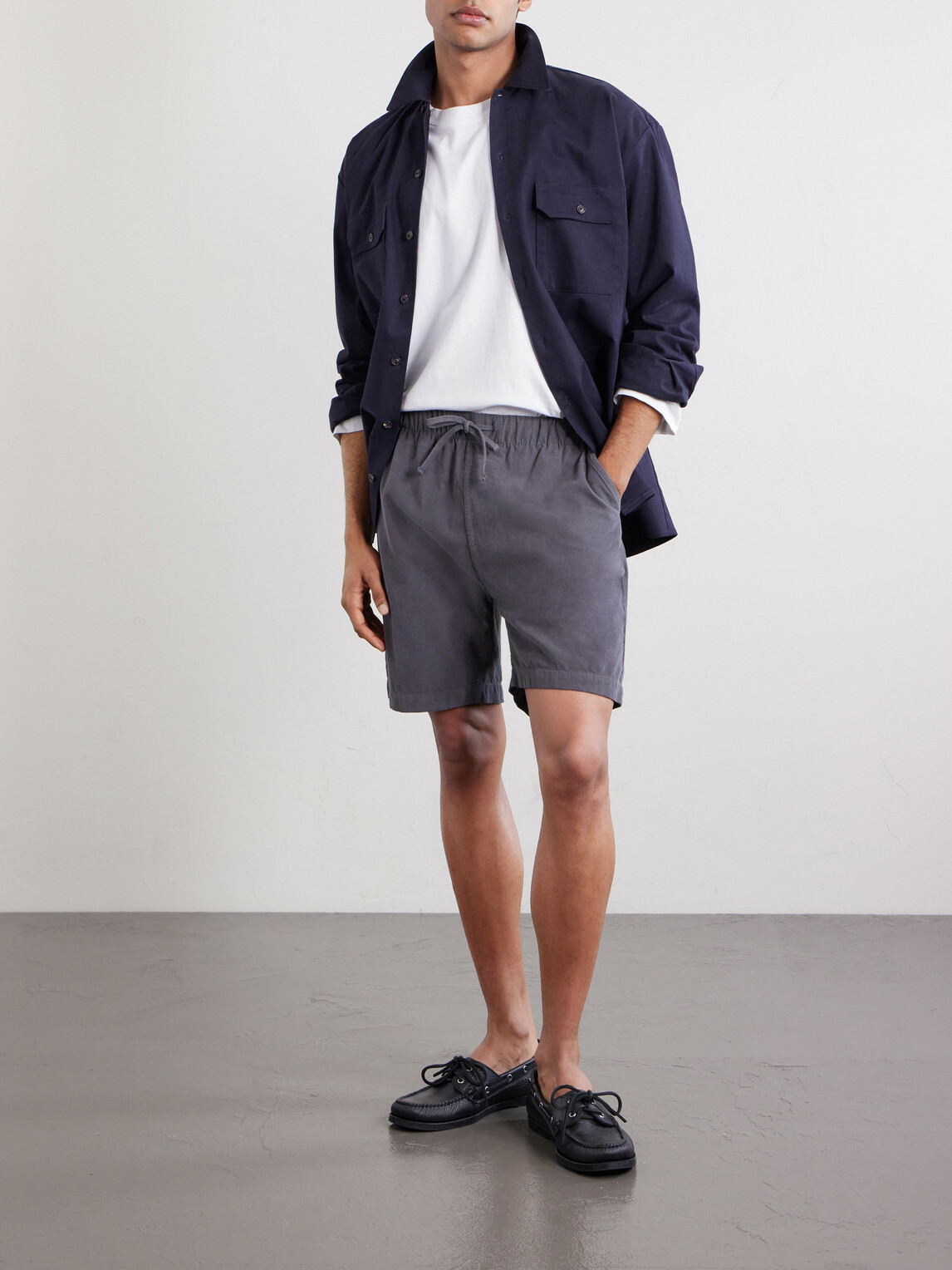 Hartford - Straight-Leg Cotton-Corduroy Shorts - Blue
