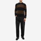 Raf Simons Men's Striped Mohair Crew Knit in Black/Brown