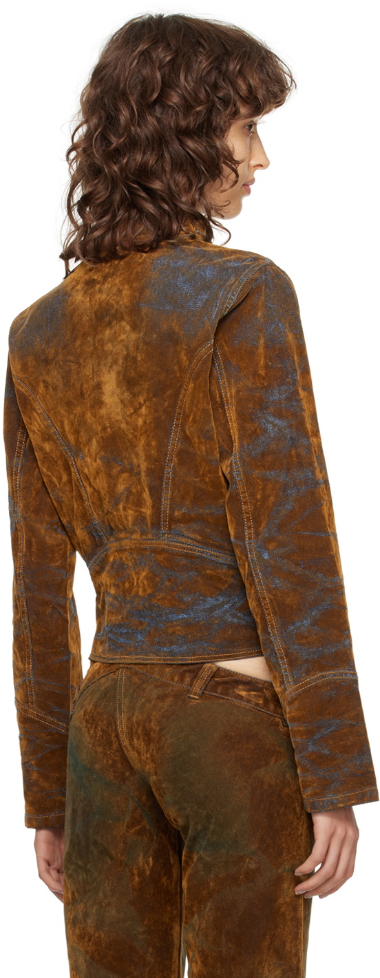 Masha Popova Brown Flocked Denim Jacket