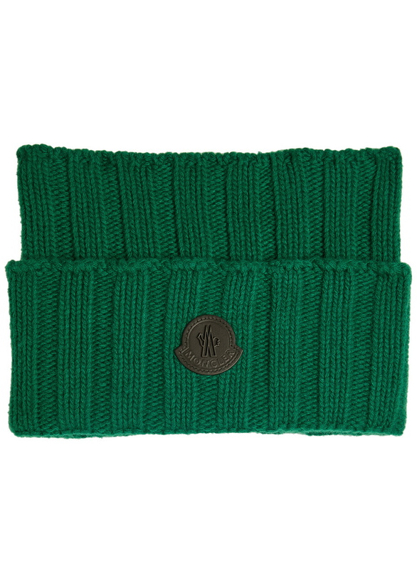 Photo: Moncler Logo-appliquéd Wool and Cashmere-blend Collar - Green - One Size