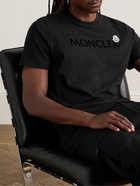 Moncler - Slim-Fit Logo-Flocked Appliquéd Cotton-Jersey T-Shirt - Black