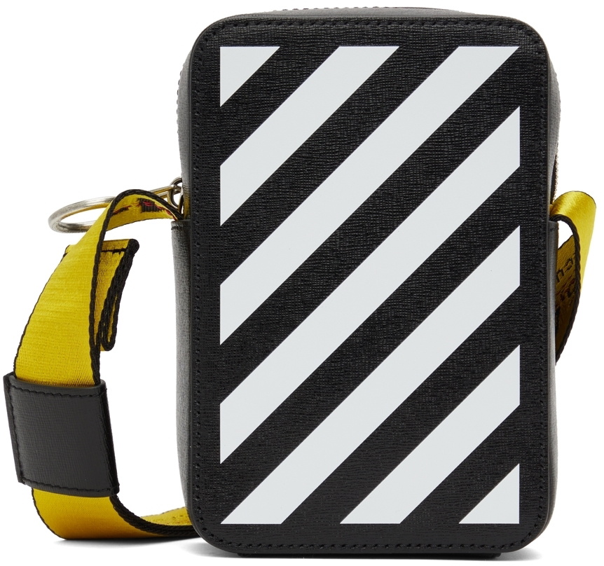 Off white black outlet bag with yellow stripe