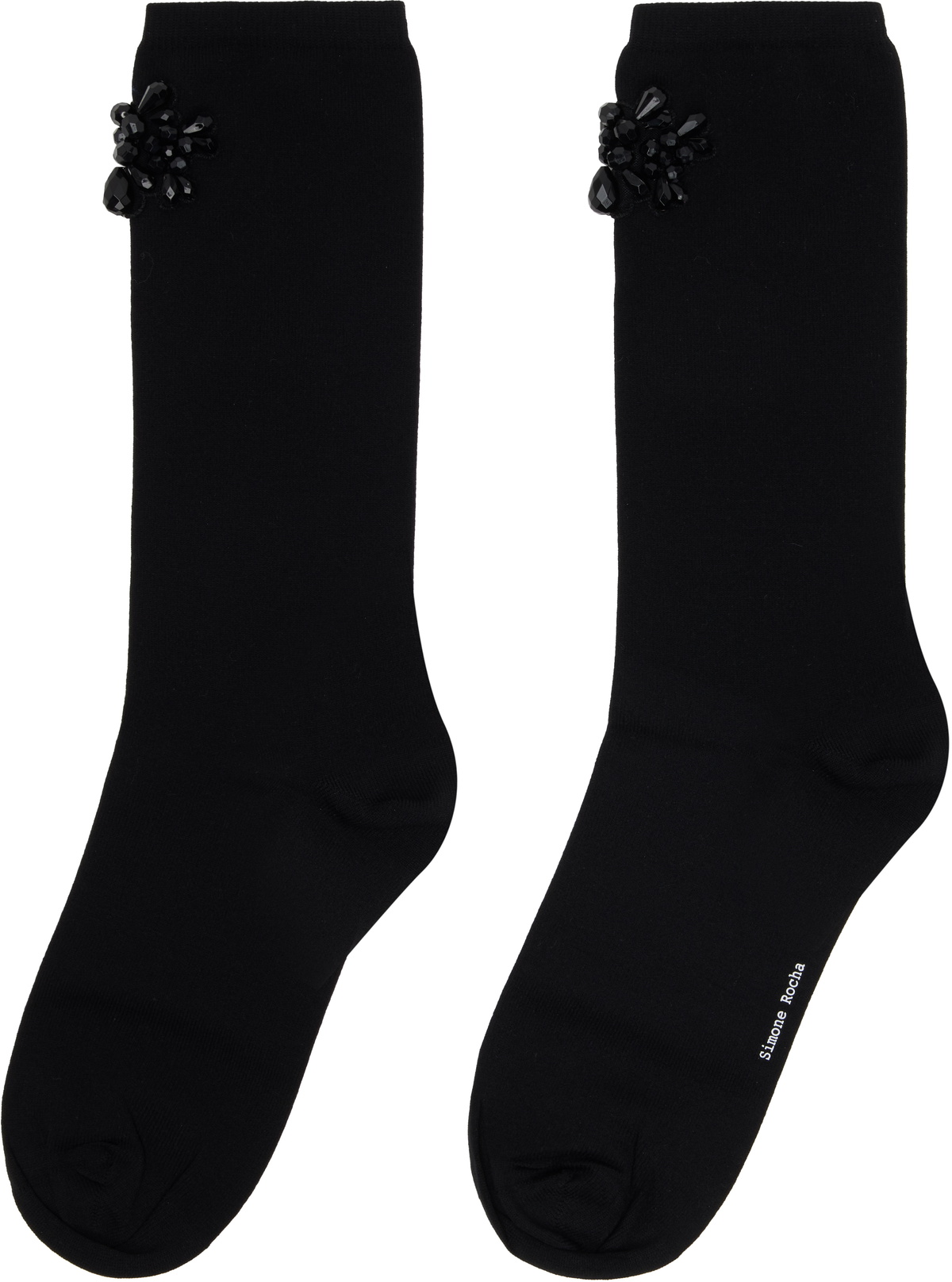 Simone Rocha Black Beaded Flower Cluster Socks