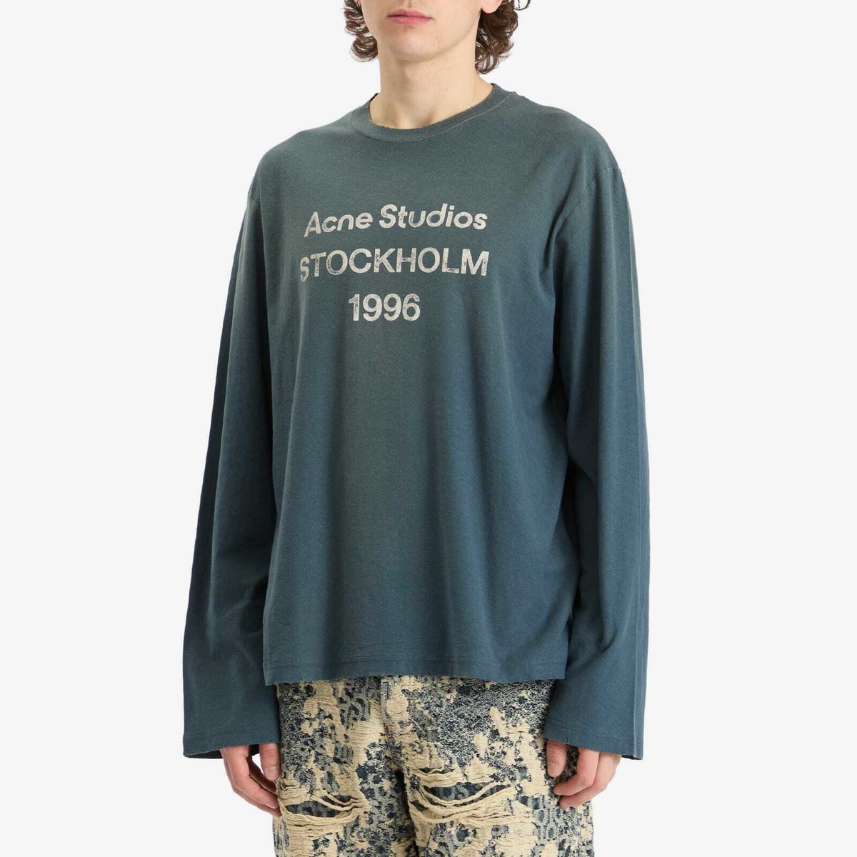 トップス Acne Studios long Tshirt 1996 Acne Studios Men's 1996 Edden Long Sleeve T-Shirt in Deep