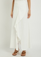 Skiim Embroidered Split Cotton Midi Skirt White