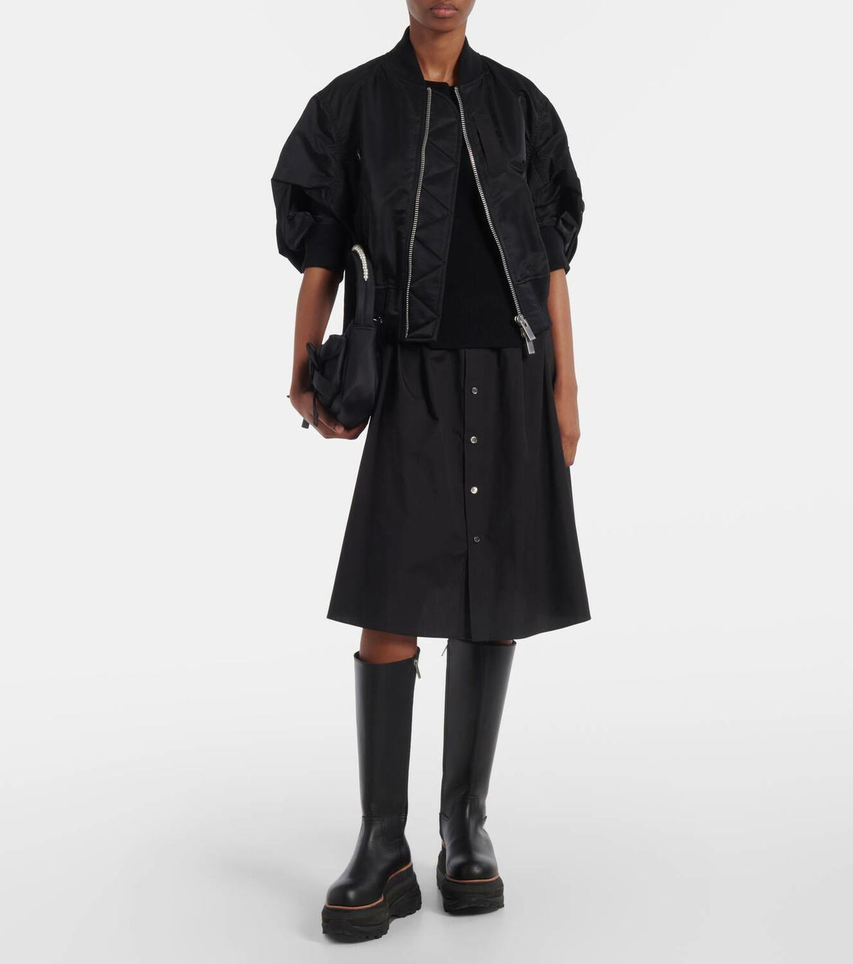 ジャケット・アウター sacai TECHNICAL JERSEY BLOUSON SACAI Pleated tech-jersey blouson jacket | NET-A-PORTER