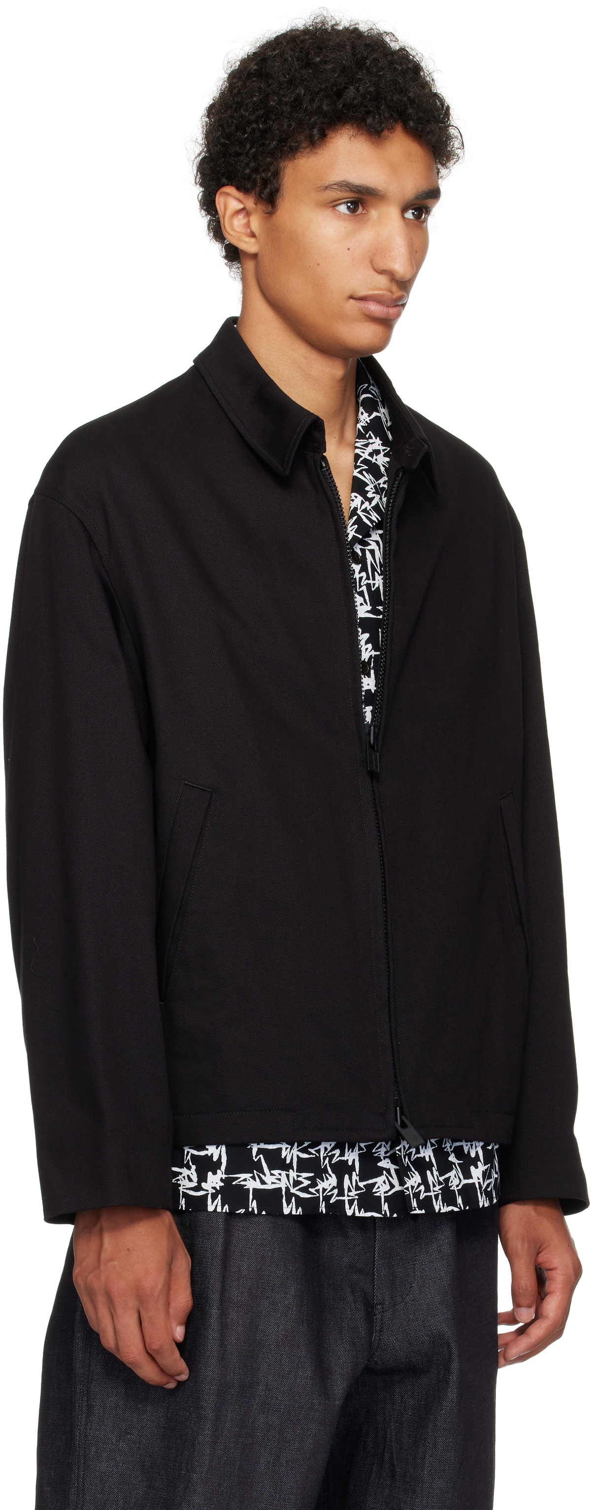 Y's For Men Black Katsuragi Zip Blouson Jacket