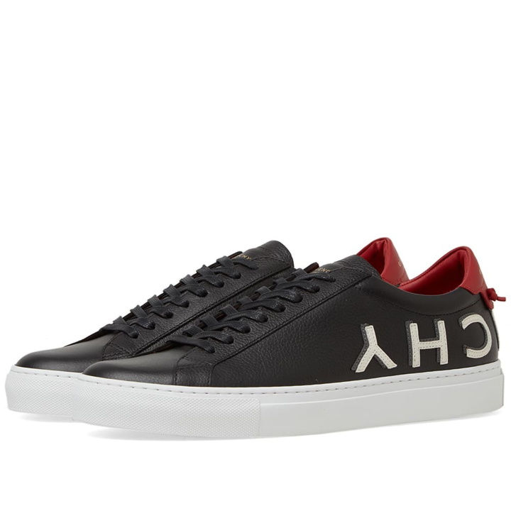 Photo: Givenchy Reverse Letters Low Top Sneaker Black & Red