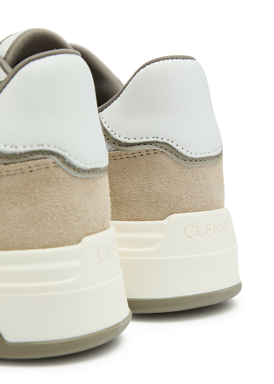 Cleens Lay Up Panelled Leather Sneakers Sand
