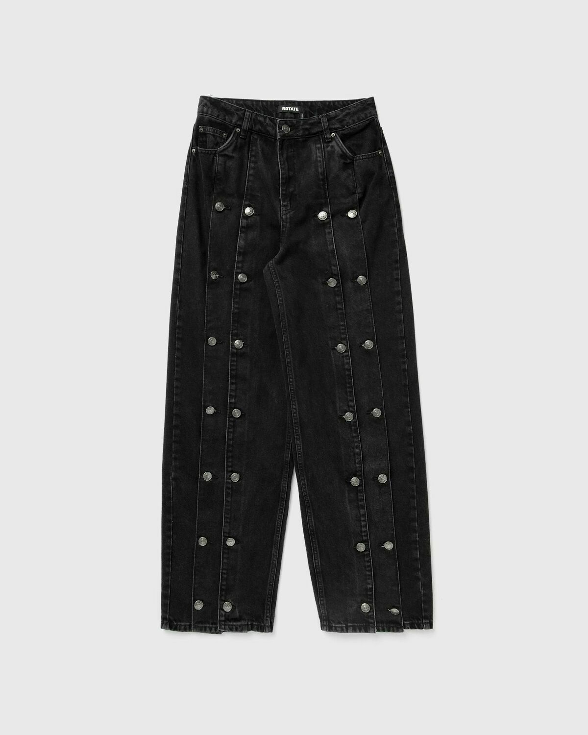 ROTATE Birger Christensen BUTTON DETAIL WIDE JEANS Black Women