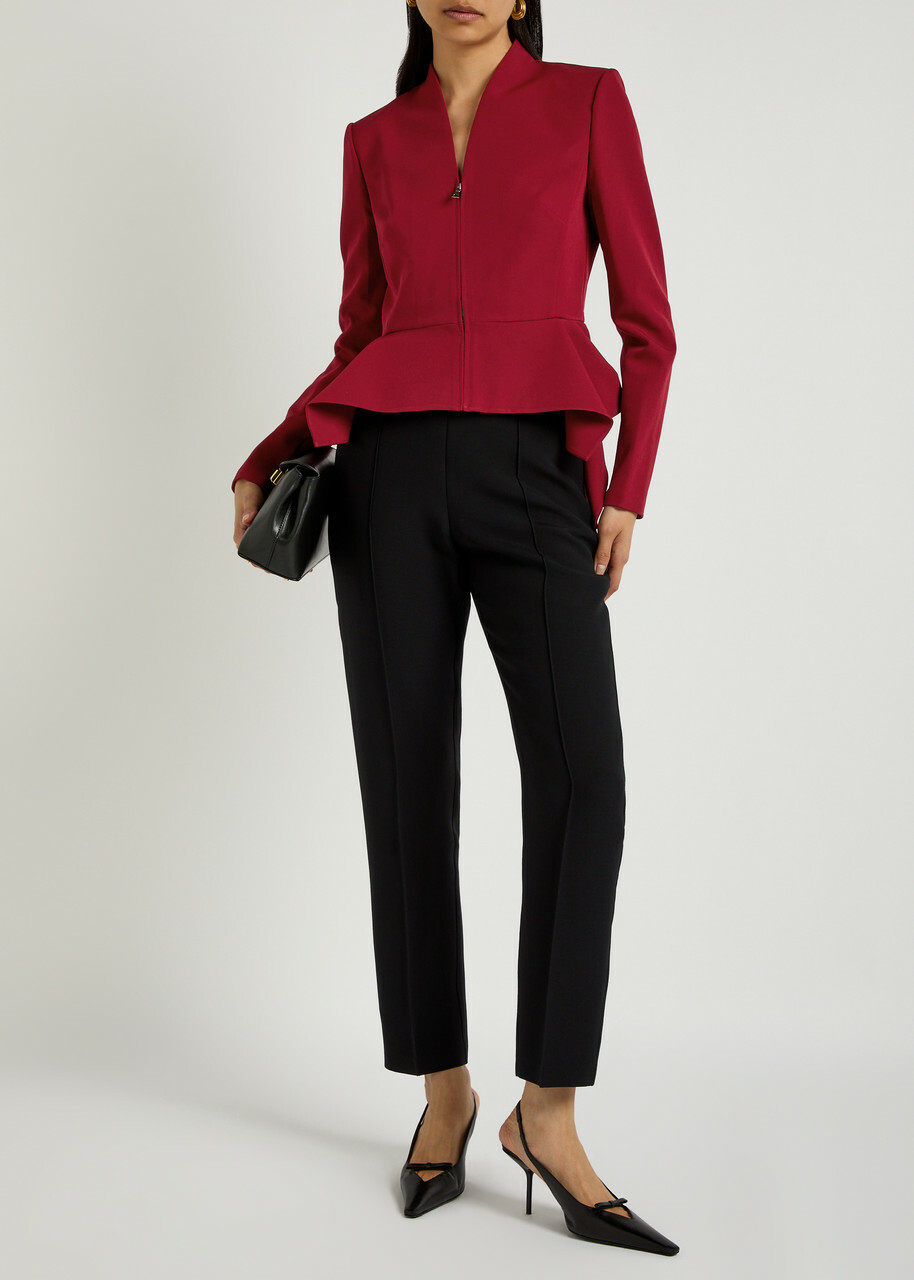 Roland Mouret Panelled Crepe Jacket Dark Red