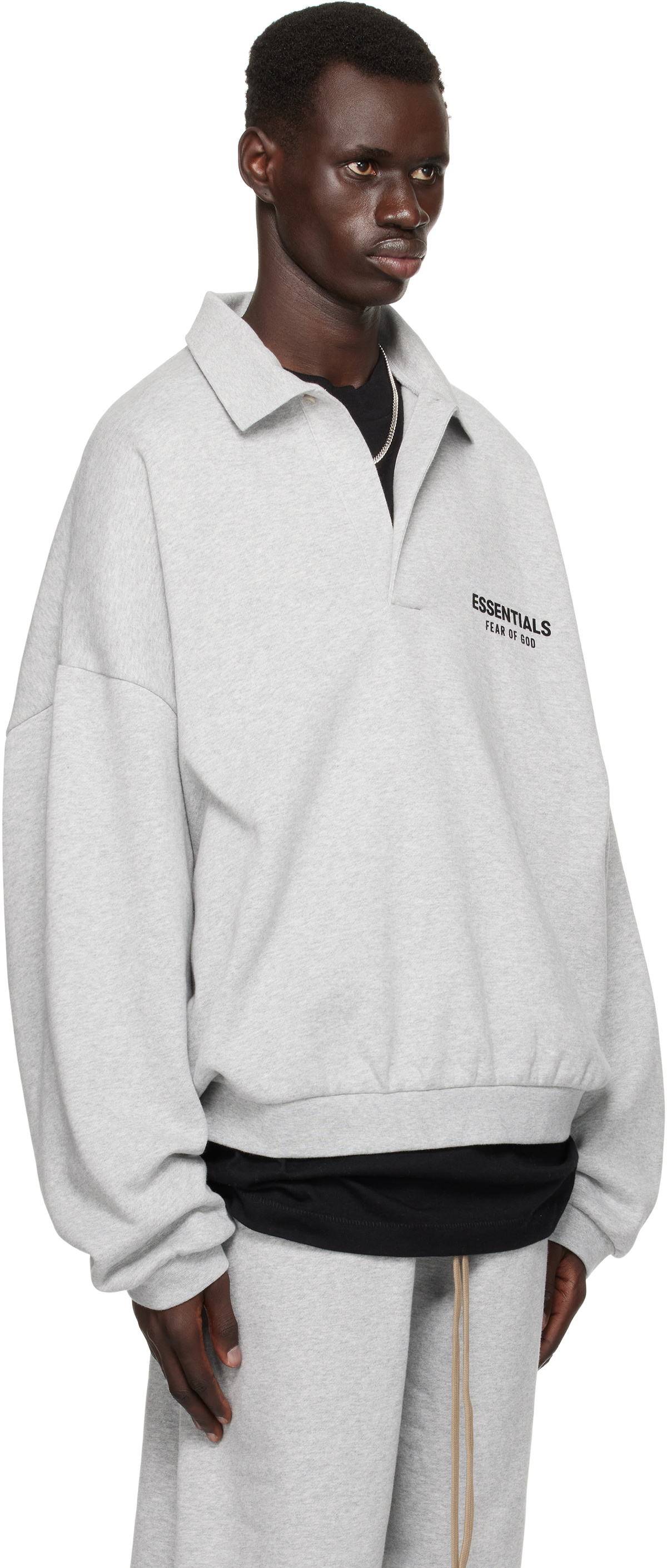 Fear of God ESSENTIALS Gray Fleece Polo Fear Of God Essentials
