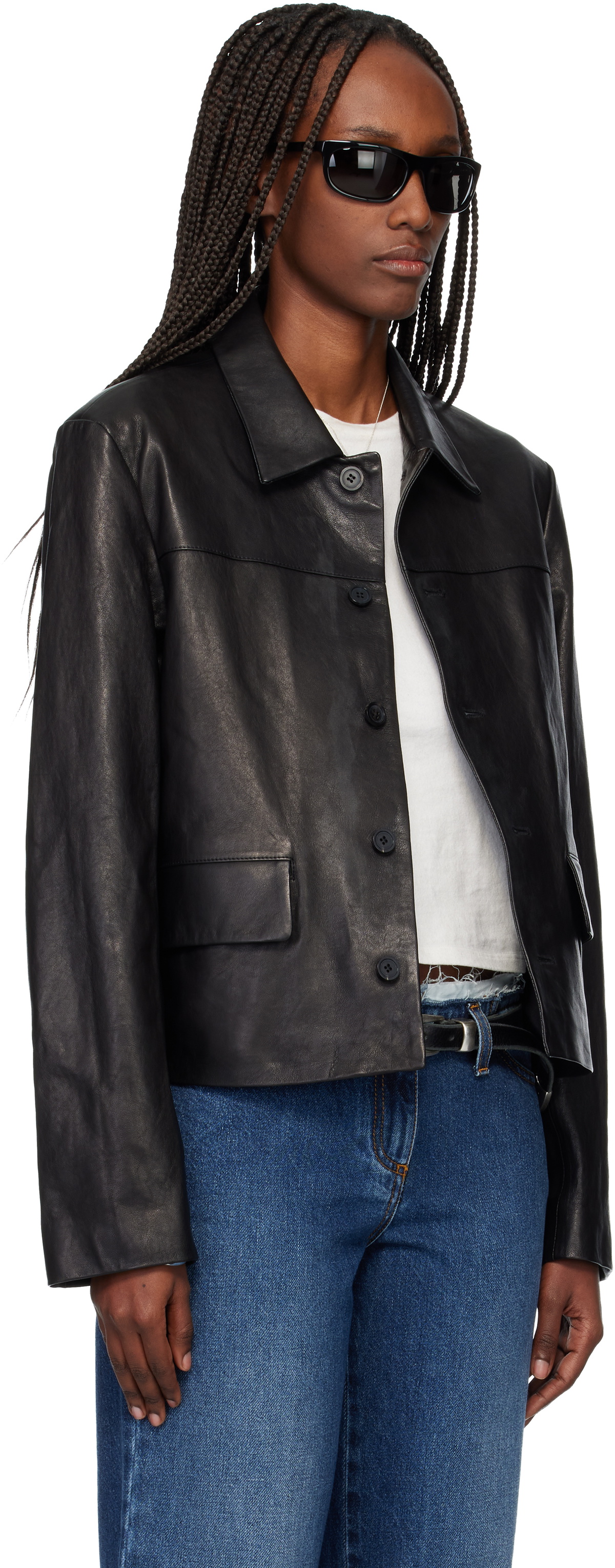 TONYWACK Black Vegetable Tanned Lamb Leather Jacket