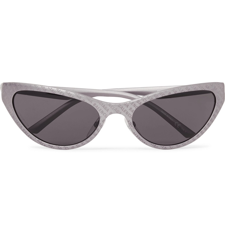 Photo: Balenciaga - Oval-Frame Logo-Detailed Acetate Sunglasses - Gray