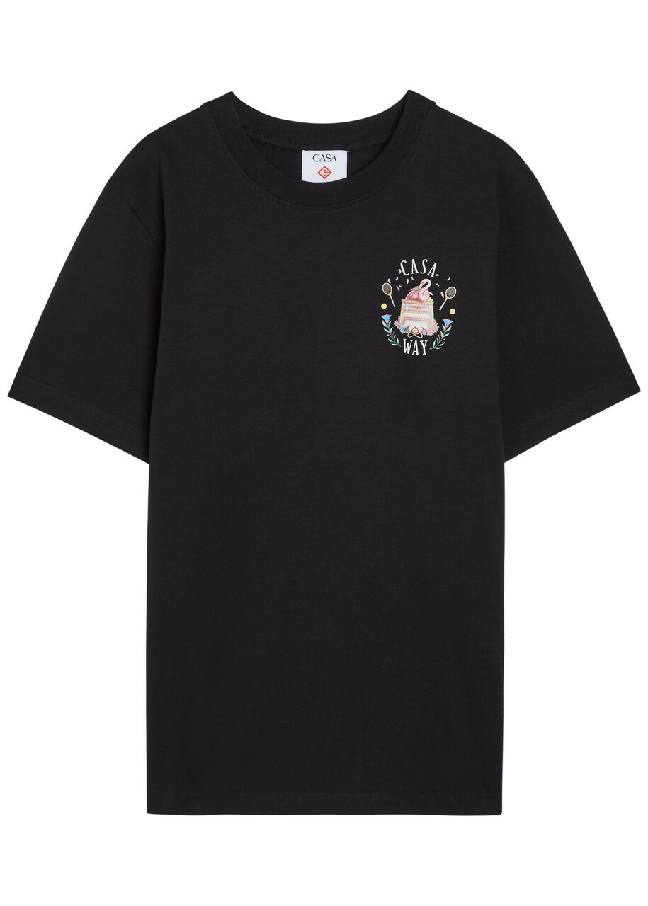 Casablanca Casaway Printed Cotton T-shirt Black