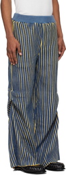 Stanley Raffington Navy & Yellow Warped Ribbed Trousers
