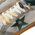 Golden Goose Men's Ball Star Leather Sneakers in White/Green/Silver