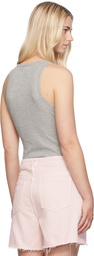 GANNI Gray Ribbed Tank Top