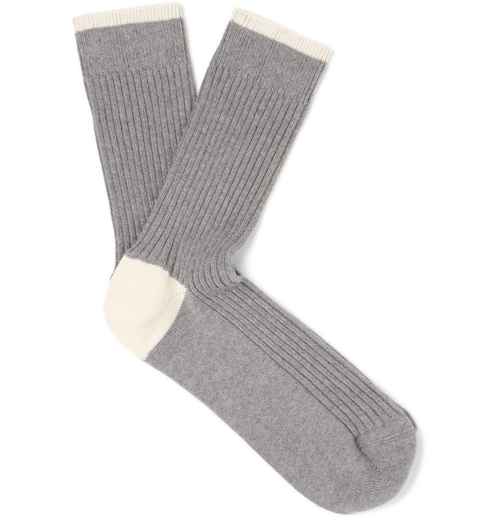 Photo: Brunello Cucinelli - Ribbed Cotton Socks - Men - Gray