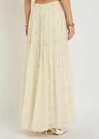Loveshackfancy Positano Floral-print Georgette Maxi Skirt Yellow