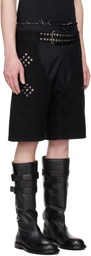 Ludovic de Saint Sernin Black Chaps Denim Shorts