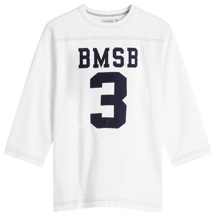Photo: Beams Boy Women's 3/4 Sleeve Football T-Shirt in White 