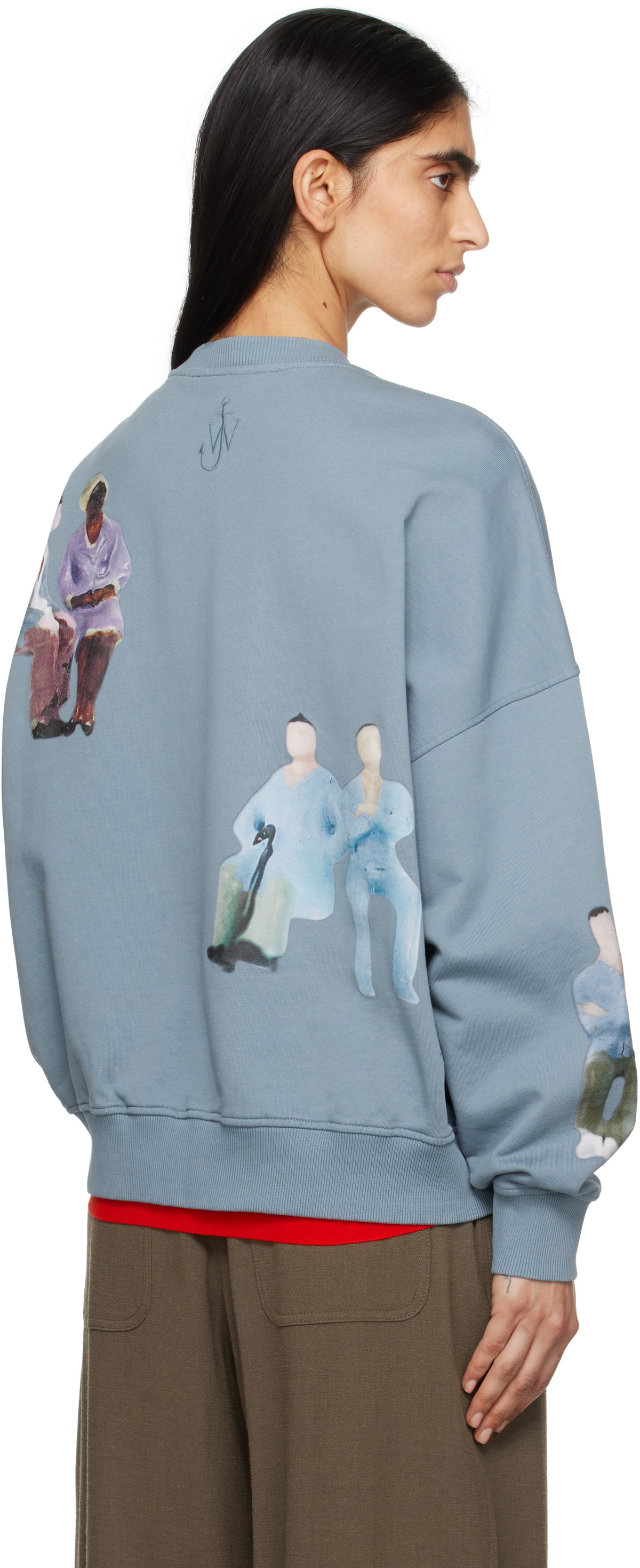 JW Anderson Blue All-Over People Print Sweatshirt JW Anderson