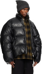 Maison MIHARA YASUHIRO Black Bottom Folded Faux-Leather Down Jacket