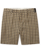 FENDI - Pleated Logo-Print Woven Bermuda Shorts - Neutrals