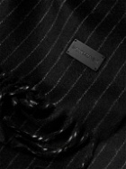SAINT LAURENT - Fringed Pinstriped Cashmere and Wool-Blend Scarf