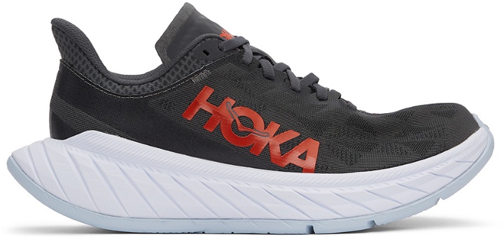 Photo: Hoka One One Grey Carbon X2 Sneakers